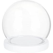 PandaHall Elite Glass Dome with Base 4.9x4.5 Inch Glass Display Cloche Dome Glass Decorative Display Dome Showcase Snowglobe for Fairy Lights Plants Flower Display Beach Sand Halloween Xmas Decoration