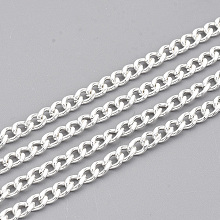 Honeyhandy 304 Stainless Steel Curb Chains, Twisted Chains, Unwelded, with Spool, Silver Color Plated, 4.5x3x0.8mm, about 32.8 Feet(10m)/roll