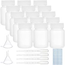 OLYCRAFT 27pcs Wide Mouth Plastic Bottles with Caps 50ml Reagent Bottle with Plastic Funnel Hopper Plastic Dropper and Label Sticker for Science Laboratory