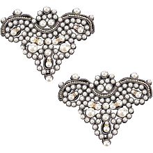 FINGERINSPIRE 2PCS Pearl Shoe Patches Black Sew on Rhinestone Imitation Pearl Beaded Applique DIY Crafts Applique Patches Glitter Pearl Floral Pattern Patches Decorative Appliques for Costume Decor