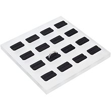 NBEADS 16-Slot Acrylic Ring Organizer Display Stand, Frosted Transparent Finger Rings Storage Tray Holder with Velvet Inside for Storing Exhibiting Rings, Black, 5.91x5.91x0.43(15x15x1.1cm)