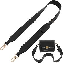 WADORN Adjustable Purse Strap, 49.2 Inch PU Leather Shoulder Strap Replacement Handbag Crossbody Strap Wide Bag Strap with Alloy Swivel Clasps for Clutches Satchel Wallet, Black