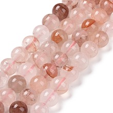 Natural Red Hematoid Quartz/Ferruginous Quartz Bead Strands, Round, 8.5mm, Hole: 1.2mm, about 46pcs/strand, 15.35''(39cm)