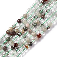 Natural Green Lodolite Quartz/Garden Quartz Beads Strands, Round, 3~3.5mm, Hole: 0.5mm, about 118~119pcs/strand, 15.35 inch(39cm)