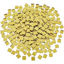 PandaHall Elite 280g/box Square Mosaic Tiles Mosaic Glass Pieces for Home Decoration or DIY Crafts, 10x10x3mm, Yellow