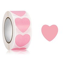 Honeyhandy Heart Paper Stickers, Self Adhesive Roll Sticker Labels, for Envelopes, Bubble Mailers and Bags, Pink, 25mm, 500Pcs/roll