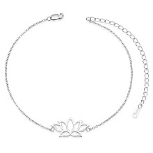 Arricraft 925 Sterling Silver Link Anklets, with Cable Chain, Lotus, Platinum, 39451 inch(21cm)