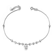 Honeyhandy SHEGRACE Rhodium Plated 925 Sterling Silver Anklet, with Round Charm, Platinum, 8-1/4 inch(210mm)