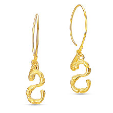 Arricraft 925 Sterling Silver Dangle Earrings, with S Shape Charms, Real 18K Gold Plated, 32mm