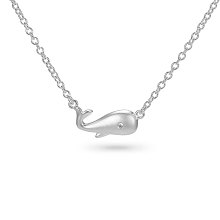 Honeyhandy SHEGRACE Sweet 925 Sterling Silver Pendant Necklace, with Tiny Whale Shape Pendant, Silver, 16.1 inch