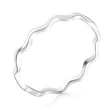 Honeyhandy Anti-Tarnish Rhodium Plated 925 Sterling Silver Minimalist Wave Finger Ring for Women, Platinum, US Size 7 3/4(17.9mm)