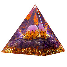 Honeyhandy Amethyst Crystal Pyramid Decorations, Healing Angel Crystal Pyramid Stone Pyramid, for Healing Meditation, 60x60x65mm