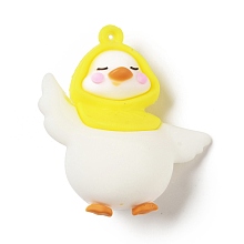 Honeyhandy PVC Plastic Pendants, Duck, White, 49x46x24mm, Hole: 3mm