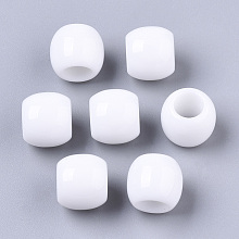 Honeyhandy Acrylic European Beads, Large Hole Beads, Barrel, White, 9x8mm, Hole: 5mm, about 1390pcs/500g