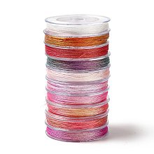 10 Rolls 10 Colors 6-Ply PET Polyester Cord, for Jewelry Making, Mixed Color, 0.4mm, about 50m/roll, 1 roll/color