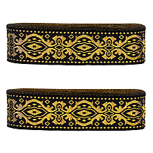 PandaHall Elite 7.6 Yards Vintage Jacquard Ribbon, 36895 Inch Ethnic Ribbon Embroideried Lace Trim Fabric Trim Fringe for Apparel Accessories Straps Belts Collars DIY Fabric Craft, Black