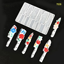 Honeyhandy Knife Shape Food Grade Silicone Display Decoration Molds, Resin Casting Molds, For UV Resin, Epoxy Resin Craft Making for Halloween, White, 125x188x7mm