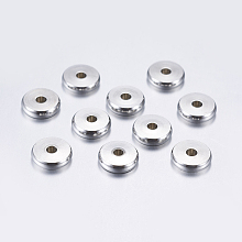 Honeyhandy 304 Stainless Steel Spacer Beads, Flat Round, Stainless Steel Color, 8x2mm, Hole: 2mm