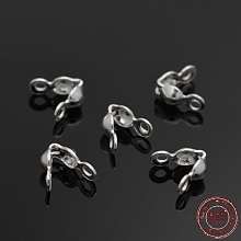 Honeyhandy 925 Sterling Silver Bead Tips, Silver, 6.5x3mm, Hole: 1mm, Inner Diameter: 2mm, Center hole about 0.9mm