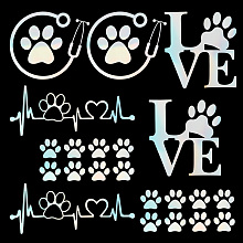 Gorgecraft 8 Sheets 4 Style Waterproof Heart & Bear Paw Pattern PET Car Decals Stickers, for Cars Motorbikes Luggages Skateboard Decor, Colorful, 80~170x78~124mm, 2 Sheets/style