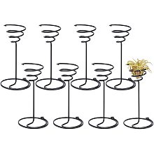 AHANDMAKER Air Plant Stand Holder, 8 Pack Air Plants Live Black Iron Spiral Flower Stand, Air Plant Container Tillandsia Holder for Displaying Air Plant, Home Office Desktop Decoration(5.1inch length)