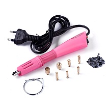 Honeyhandy Hotfix Rhinestone Applicator Tool, Type C Plug(European Plug), with Random Color SS16 Rhinestone, Hot Pink, 18.5x4x2.3cm