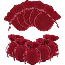 NBEADS 50 Pcs Velvet Bags, Calabash Shape Drawstring Jewelry Pouches Small Candy Gift Bags for Christmas Wedding Birthday Party Favors, Dark Red 9x7cm