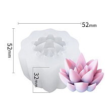 Honeyhandy Succulent Plants Shape DIY Candle Silicone Molds, Resin Casting Molds, For UV Resin, Epoxy Resin Jewelry Making, White, 52x52x32mm