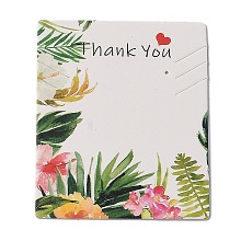 Honeyhandy Cardboard Necklace Earring Set Display Cards, Rectangle, White, Flower Pattern, 6.4x5.1x0.02cm, 100pcs/bag