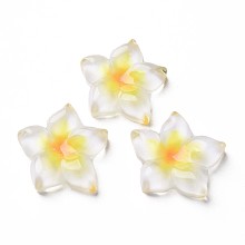 Honeyhandy Transparent Epoxy Resin Cabochons, Flower, Yellow, 21x20x5.5mm