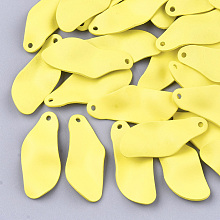 Honeyhandy Spray Painted Iron Pendants, Yellow, 30.5x12x3mm, Hole: 1mm