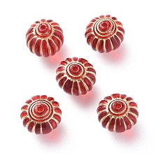 Honeyhandy Plating Acrylic Beads, Metal Enlaced, Lantern, Red, 14x13.5mm, Hole: 1.6mm