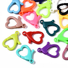 Honeyhandy Opaque Acrylic Lobster CLaw Clasps, Heart, Mixed Color, 29.5x22x5mm, Hole: 3mm