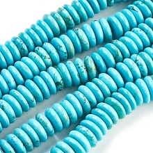 Honeyhandy Natural Howlite Heishi Beads Strands, Dyed & Heated, Flat Round/Disc, Turquoise, 10x3mm, Hole: 1mm, about 82pcs/strand, 15.75 inch