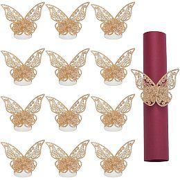 GORGECRAFT 50Pcs Butterfly Paper Rings Gold Butterfly Napkin Rings Napkin Holders Gold Serviette Laser Cut Foil Paper Napkin Holder for Parties Birthday Weddings Christmas Thanksgiving Valentine's Day