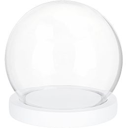 PandaHall Elite Glass Dome with Base 4.9x4.5 Inch Glass Display Cloche Dome Glass Decorative Display Dome Showcase Snowglobe for Fairy Lights Plants Flower Display Beach Sand Halloween Xmas Decoration