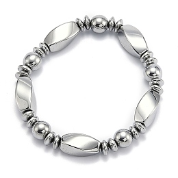 Honeyhandy Non-magnetic Synthetic Hematite Stretchy Bracelets, Platinum Plated, 52mm