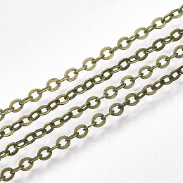 Honeyhandy Brass Cable Chains, Soldered, with Spool, Flat Oval, Antique Bronze, 2.5x2x0.3mm, about 49.21 Feet(15m)/roll