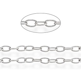 Honeyhandy 304 Stainless Steel Cable Chains, Soldered, with Card Paper, Oval, Stainless Steel Color, Links: 4x2.5x0.5mm, about 32.8 Feet(10m)/card