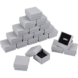 NBEADS 20 Pcs 2.01x2.01x1.22" Cardboard Jewelry Boxes, Gray Paper Boxes Set Storage Boxes with Sponge Mat for Bracelet Necklace Earring Jewelry, 5.1x5.1x3.1cm