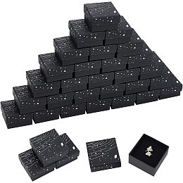 NBEADS 30 Pcs Black Cardboard Jewelry Boxes, 2x2x1.3 Galaxy Pattern Square Jewelry Box Cardboard Packaging Box with Black Sponge for Rings Watches Earrings Bracelet Gift Packaging and Display