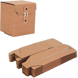 AHANDMAKER Kraft Paper Gift Box Rectangle Folding Boxes with Cotton Cord and Iron Findings Bridesmaid Proposal Boxes Storage Box for Birthday Party Wedding Gift Packing, 3.1×3.15×3.74 inches