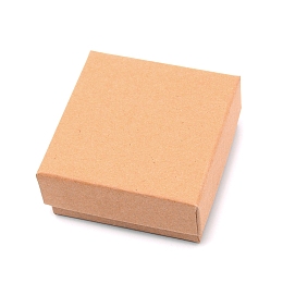 NBEADS Kraft Paper Jewelry Boxes, with Black Sponge Inside, Square, BurlyWood, 3x3x1-3/8 inch(7.6x7.6x3.5cm)