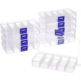 NBEADS 10 Pcs 10 Grids Plastic Organizer Box, Clear Plastic Jewelry Dividers Box Organizer Mini Tackle Boxes Jewelry Storage Container for Beads Small Items Findings Storage, 5.04×2.7×0.87"