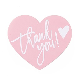 Honeyhandy Coated Paper Thank You Greeting Card, Heart with Word Thank You Pattern, for Thanksgiving Day, Pink, 60x70x0.1mm, 30pcs/bag