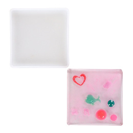 Honeyhandy Silicone Molds, Resin Casting Molds, For UV Resin, Epoxy Resin Jewelry Making, Square, White, 6.4x6.4x0.9cm, Inner Size: 6x6x0.7cm