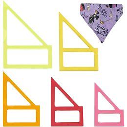 OLYCRAFT 5Pcs 5 Sizes Tiny Dog Bandana Sewing Template Set Small Reversible Triangle Sewing Quilting Acrylic Quilting Template Stencil Template Cutting Ruler for Small Dogs Cats Pets Bib Headscarfs