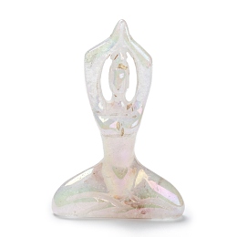 Honeyhandy Electroplate Natural Quartz Crystal Yoga Goddess Decorations, Reiki Crystal Healing Gift, Home Display Decorations, White, 13~14x49~51x73mm