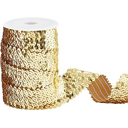 OLYCRAFT 11-Yard 1.8 Inch Elastic Sequin Trim Gold Stretch Sequin Trim 5-Row Fabric Paillette Ribbon Trim for Dress Embellish Headband Scrapbook