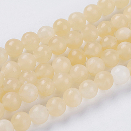 Honeyhandy Natural Topaz Jade Beads Strands, Dyed, Round, Yellow, 8mm, Hole: 1mm